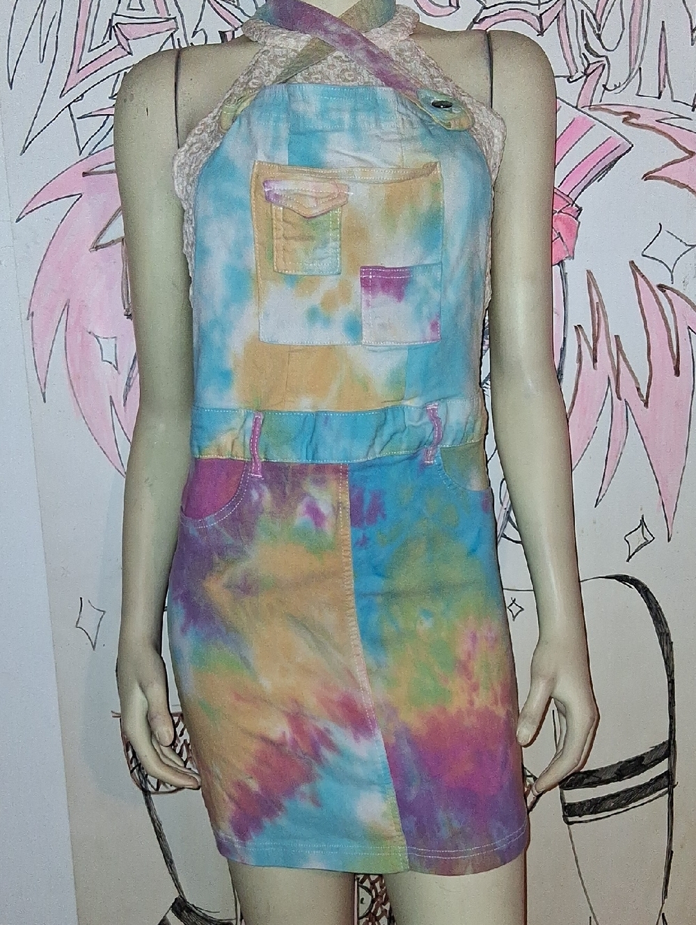 like an angel Tie-Dye Pastel Overalls Dress